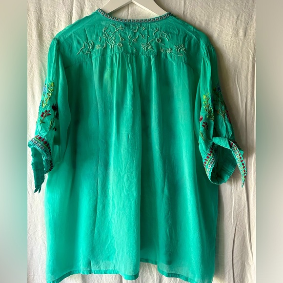 💚💙Gorgeous Johnny Was Aqua Green Blouse! - Picture 11 of 13